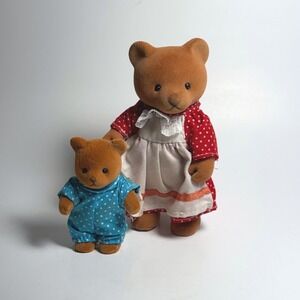 Familie Bär Vintage Brown Bear Mom & Baby Gigo Toys Flocked Sylvanian Families